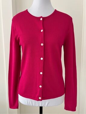 TALBOT’S Cardigan Fine Knit Button Front Colourful Chic Business Lightweight